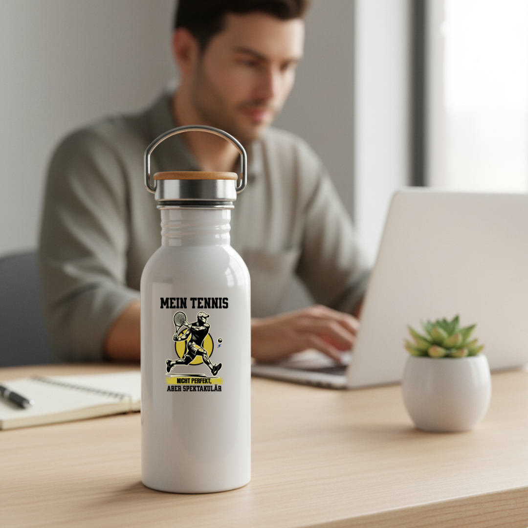 Mein Tennis - nicht perfekt, aber spektakulär | Edelstahl Trinkflasche