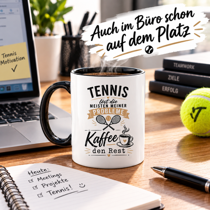 Tennis löst Probleme, Kaffee den Rest - Zweifarbige Tasse