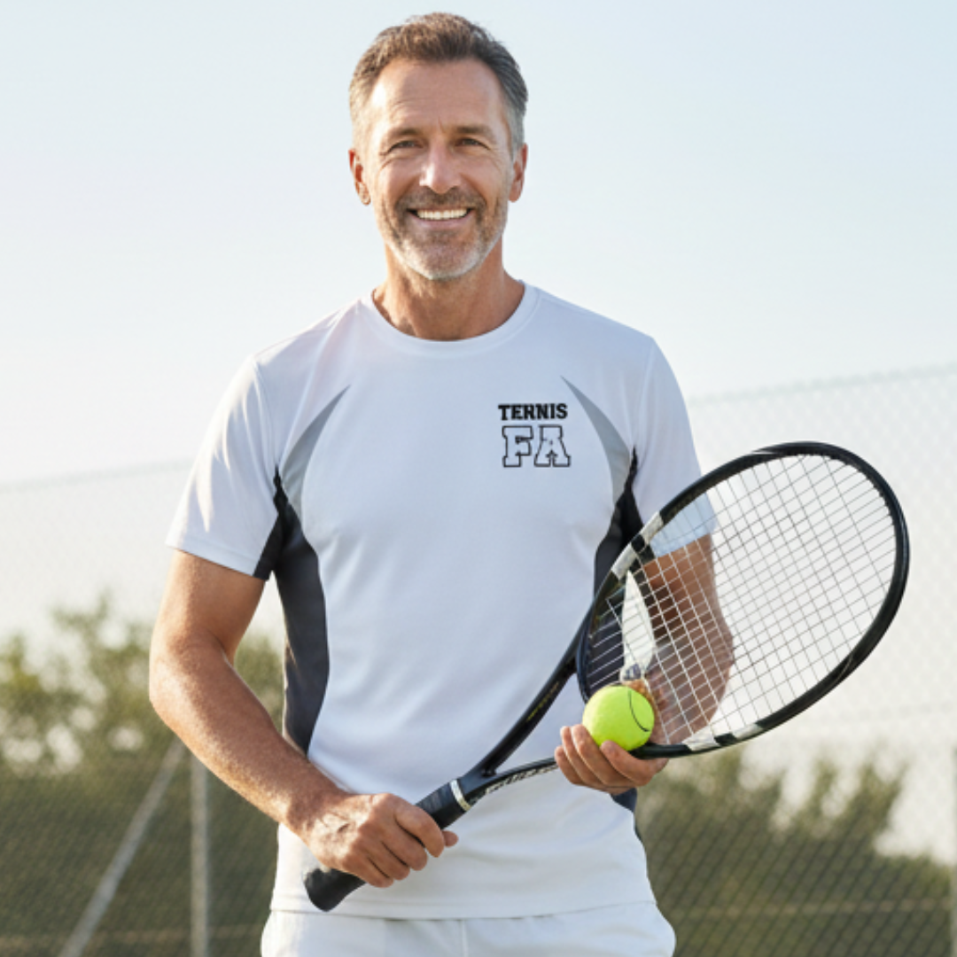 Tennis Initialen - Herren Performance Tennisshirt personalisierbar