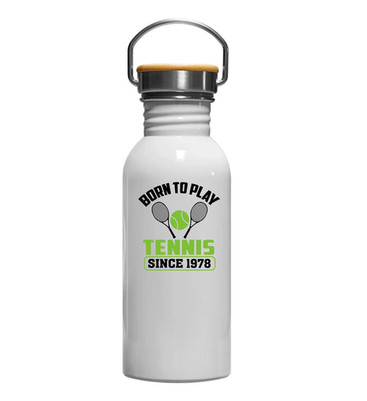 Born To Play Tennis Edelstahl Trinkflasche personalisierbar