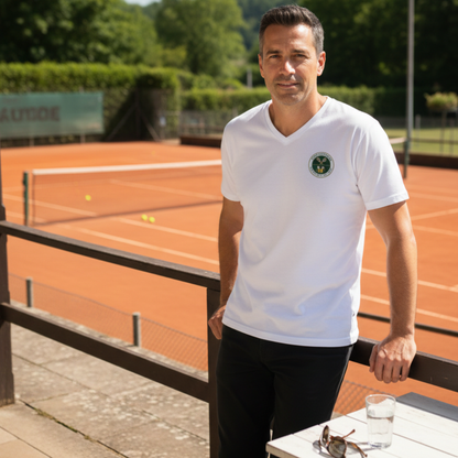 Tennisspieler - wenig Talent Logo | Herren Premium Organic V-Neck T-Shirt