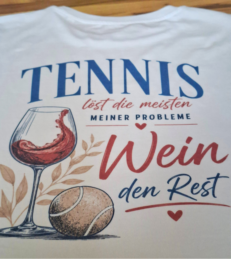 Tennis löst Probleme, Wein den Rest | Bio-T-Shirt Damen