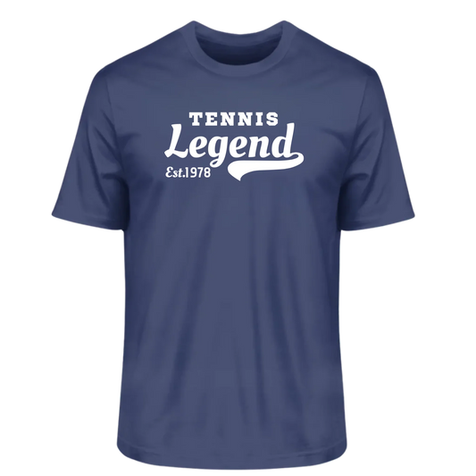 Tennis Legend Herren T-Shirt navyblau personalisierbar mit Jahreszahl