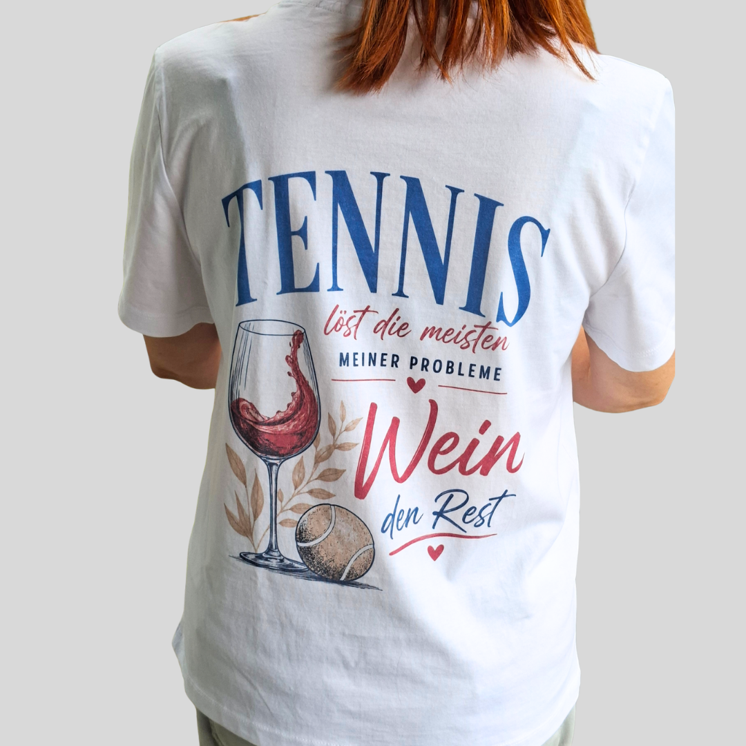 Tennis löst Probleme, Wein den Rest | Bio-T-Shirt Damen